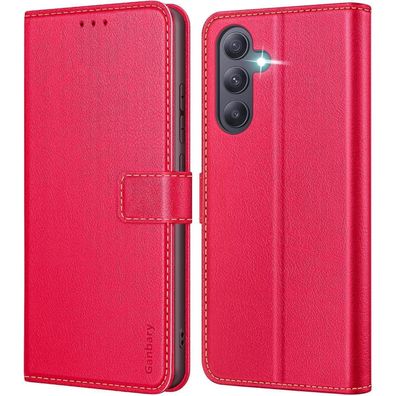 Leder Handyhülle Samsung Galaxy A55 5G Klapphülle Rot Magnet Standfunktion