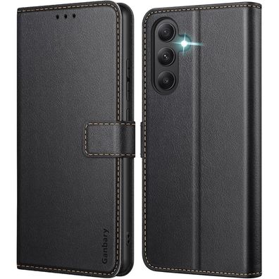 Samsung Galaxy A55 5G Handyhülle Premium Leder Klapphülle Schwarz