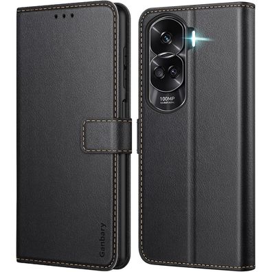 Ganbary Handyhülle Honor 90 Lite Leder Klapphülle Schwarz