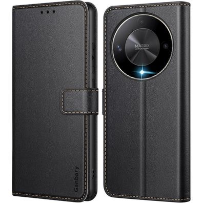 Leder Handyhülle für Honor Magic6 Lite - Schwarz