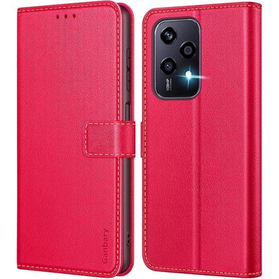Handyhülle für Honor 200 Lite Leder Schutzhülle Rot Magnet Standfunktion