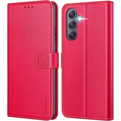 Samsung Galaxy A34 5G Hülle Leder Klapphülle Rot Standfunktion