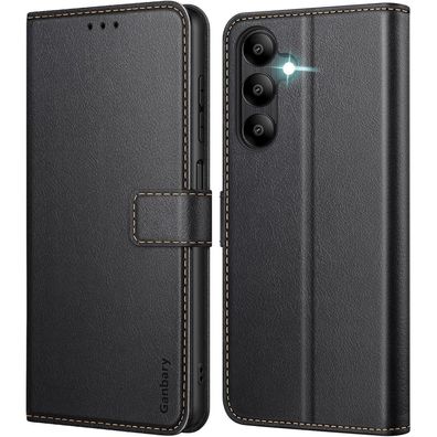 Samsung Galaxy A05s Leder Handyhülle Schwarz mit Kartenschlitzen
