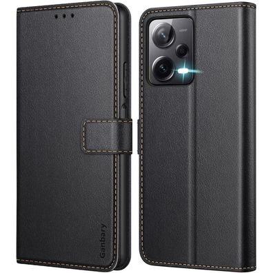 Leder Handyhülle für Xiaomi Redmi Note 12 5G Poco X5 5G Schwarz