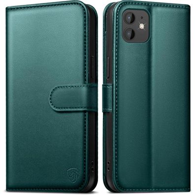 EASDNB iPhone 12/12 Pro Klapphülle Grün mit RFID Blocker