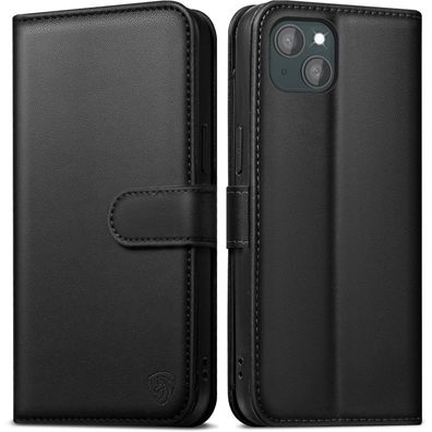 EASDNB iPhone 14 Handyhülle Schwarz, Panzer Glas, RFID, Kartenfächer