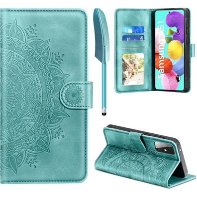 EASDNB Samsung Galaxy A51 Lederhülle Flip Wallet Case Grün