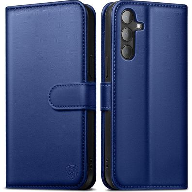 EASDNB Samsung Galaxy S24 Handyhülle Wallet Premium Leder Königsblau