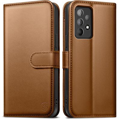 Samsung Galaxy A52S 5G Hülle mit Panzer Glas Klapphülle Braun