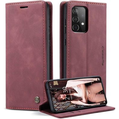Samsung Galaxy A52S 5G/A52 4G/5G CaseMe Leder Flip Hülle - Weinrot