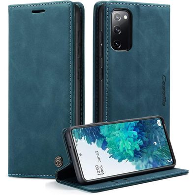 Caseme Samsung Galaxy S20 FE 5G/4G Leder Hülle Blaugrün