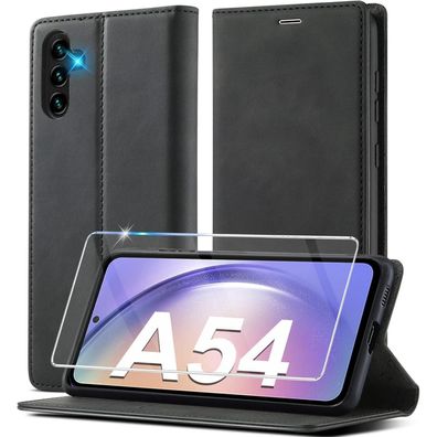 Ailicici Hülle für Samsung A54 5G Schwarz in Lederoptik
