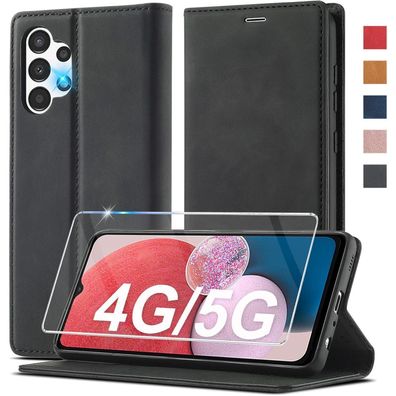 Handyhülle Samsung Galaxy A13 5G/A04S Flip Wallet Leder Schwarz