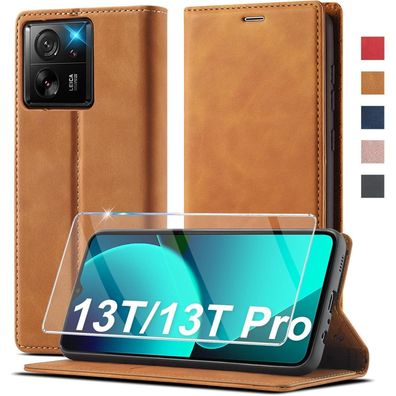 Ailicici Klapphülle für Xiaomi 13T/13T Pro Braun