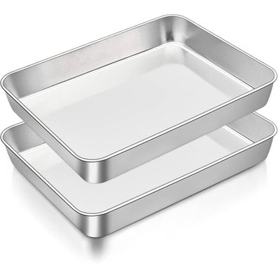 Edelstahl Backblech HaWare Auflaufform Set Ofenform Kuchenblech 2er 26x20x5cm
