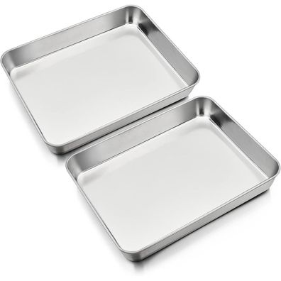 Edelstahl Backblech Set Rechteckig 2er 23x17x5cm Ofenform Auflaufform@endif