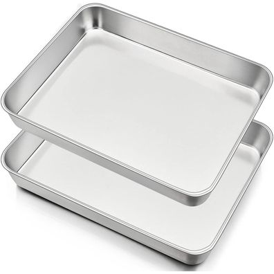 HaWare Backblech Edelstahl Rechteckig Auflaufform Ofenform 2er Set 31x24x5cm