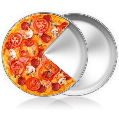 HaWare Pizzablech Rund 30cm Edelstahl Backblech 2er Set Spülmaschinenfest