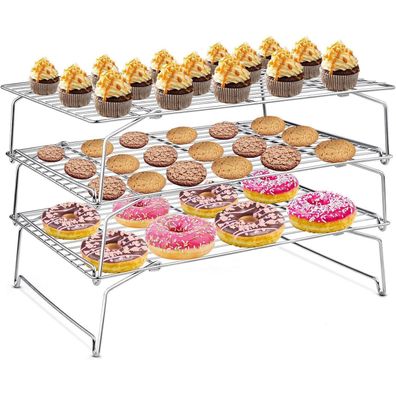 HaWare 3-tlg. Edelstahl Kühlgitter Backen Braten Grillen Kekse Kuchen Torte