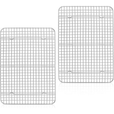 Edelstahl Abkühlgitter Set 2er-Set 39x28x2 cm für Backbleche Kuchen Kekse