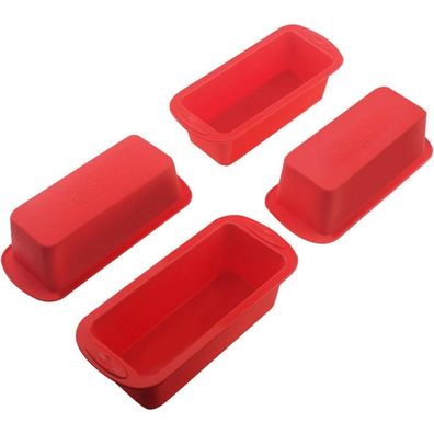 SILIVO Mini Silikon Kastenform Brotbackform 4er Set 14x6x5cm Antihaft Backform