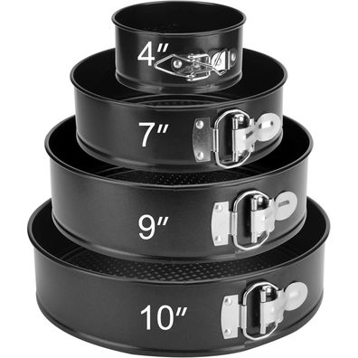 isheTao Springform Set 4 Stück Ø11/18/23/26cm Backform Kuchenform antihaft