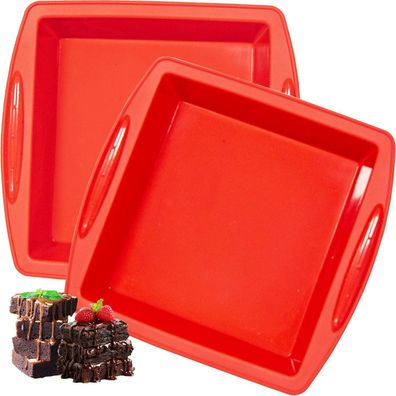 Silikon Brownie Backform 20x20cm 2er Pack Antihaft Griffen Backen Brownies