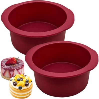 Silikon Backform 2 Stück Rund Antihaft Klein 10cm Kuchenform Brot Käsekuchen