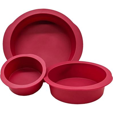 Silikon Backform Set 3 Stück Kuchenform Rund Antihaft 10 + 15 + 20cm