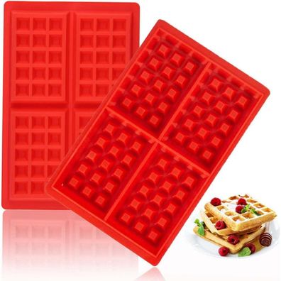 Silikon Waffelform Backform 2 Stück Waffeln Schokoladen Süßigkeiten Rot
