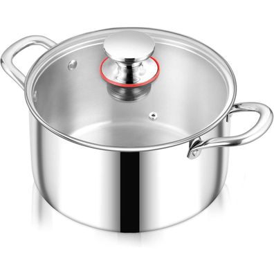 Onader 3-Lagen Edelstahl Kochtopf Induktion 3,3L Glasdeckel Suppentopf 20cm
