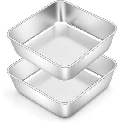 Quadratische Kuchenform Edelstahl 2er Set 15x15x5cm Backform Set