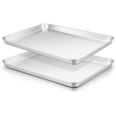 2er Set Edelstahl Backblech Ofenblech Pfannen Braten Kochen Servieren