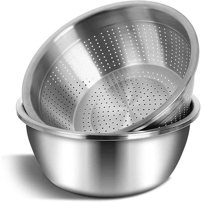Edelstahl Rührschüssel Mischschüssel Multifunktion 24cm + Sieb