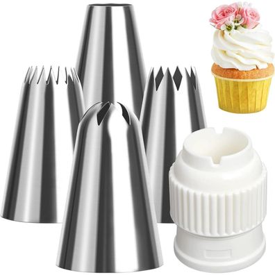 Edelstahl Spritztüllen XL 5er Set Adapter 18/8 Rostfrei370