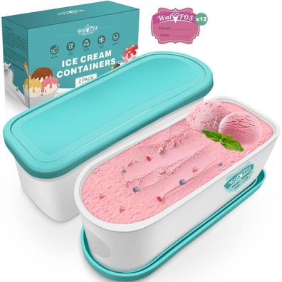 Walfos® Eisbehälter 1.5L Silikon-Deckel, stapelbar, 2er-Set
