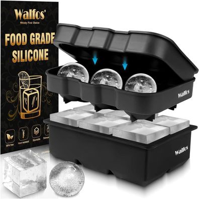 Silikon Eiswürfelbehälter Set Kugel und großer quadratischer Form 2er Pack