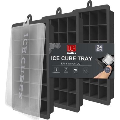 Walfos® Silikon Eiswürfelform 3x24 mit Deckel BPA-frei Cocktails Whisky 72