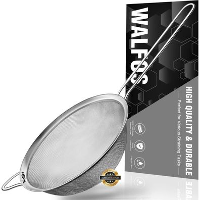 Walfos Feinmaschsiebe Premium Edelstahl stabil Griff 20cm
