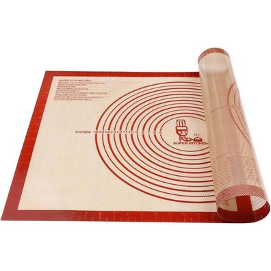 SUPER Kitchen Große Silikon Backmatte 71x51cm Rutschfeste Teigmatte Rot
