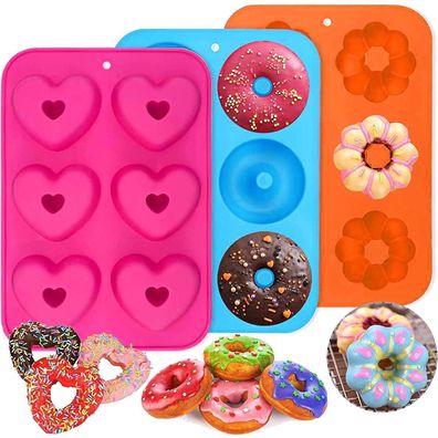 Silikon Donutformen Backblech Antihaft Hitzebeständig Kuchen Muffins 3 Stück