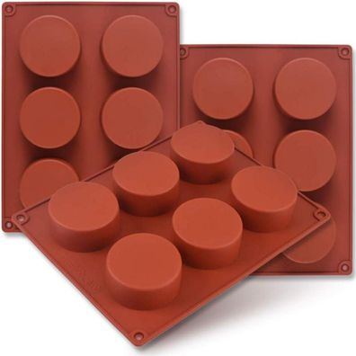 Zylinder Silikonform 3 Packungen 6 Mulden 5,1cm Cupcakes Seifen Muffins Kuchen