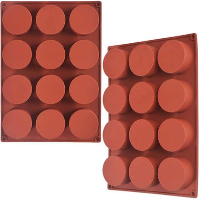 Zylinder-Silikonform für Cake-Pops Seife Schokolade Kekse 2er-Pack 12 Mulden