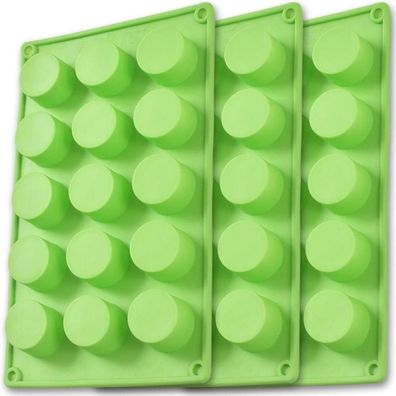 Newk Zylinder-Silikonform 3 Packungen 15 Mulden Cupcakes Seife Muffin Kuchen