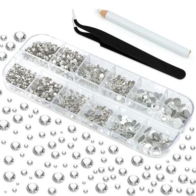 2150 Stück Self-Adhesive Strasssteine Glitzersteine - 6 Größen Transparenter