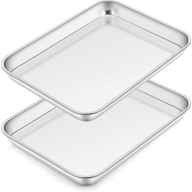 Homikit Edelstahl Backblech Set 2 Stück 23x17x2,5 cm Rechteckig