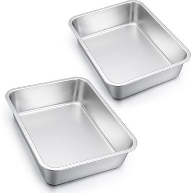 Homikit Edelstahl Auflaufform Set Rechteckig Kuchenform Backform 2er Set