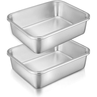 Homikit Edelstahl Auflaufform Set Rechteckig Kuchenform 27x21x8cm