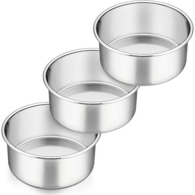 Homikit 3-Stück Runde 16cm Kuchenformen Backformen Set Edelstahl Auslaufsicher