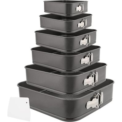6er Set Eckige Kuchenformen Springform Backformen Schwarz